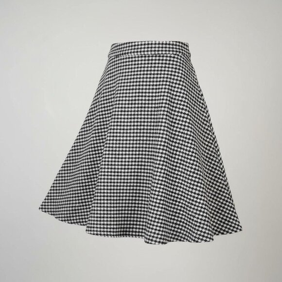 Unique Vintage Houndstooth A-Line Skirt With Side Pockets - Picture 9 of 9